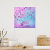 Glitzy Marble | Girly Glam Pink Blue Lila Ombre Poster (Küche)