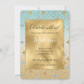 Glitzy Mermaid Blue Gold Sparkle Glitzer Ombre Einladung (Vorderseite)