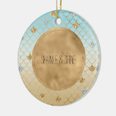 Glitzy Mermaid Blue Gold Sparkle Glitzer Ombre Keramik Ornament (Links)