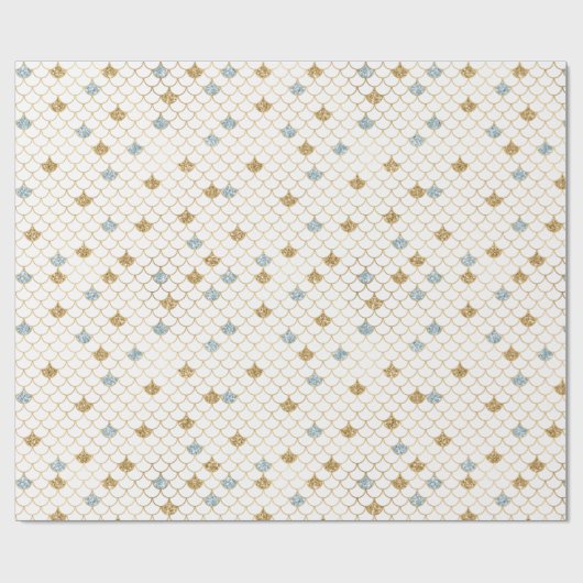 Glitzy Mermaid Blue Gold Sparkone Glitzer Geschenkpapier (Flach)