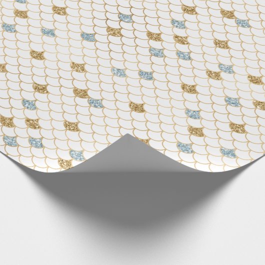 Glitzy Mermaid Blue Gold Sparkone Glitzer Geschenkpapier (Ecke)