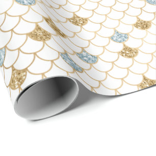 Glitzy Mermaid Blue Gold Sparkone Glitzer Geschenkpapier