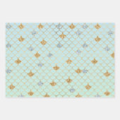 Glitzy Mermaid Blue Gold Sparkone Glitzer Geschenkpapier Set (Vorderseite 2)