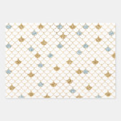 Glitzy Mermaid Blue Gold Sparkone Glitzer Geschenkpapier Set (Vorderseite)