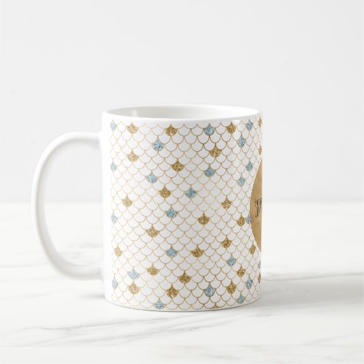 Glitzy Mermaid Blue Gold Sparkone Glitzer Kaffeetasse (Links)