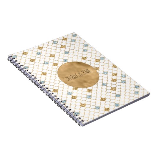 Glitzy Mermaid Blue Gold Sparkone Glitzer Notizblock (Rechte Seite)