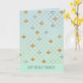 Glitzy Mermaid Blue Green Gold Sparkone Glitzer Karte (Gelbe Blume)