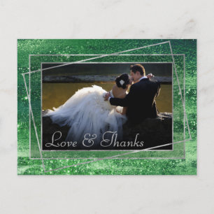 Glitzy Minimalism   Neo Mint Green Photo Thank You Postkarte
