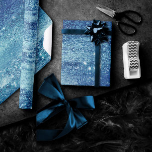 Glitzy Minimalistisch   Blauer Schimmer Geschenkpapier