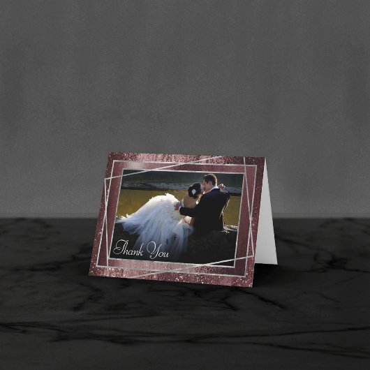 Glitzy Minimum Cassis Purple Glitter Foto Dankeskarte