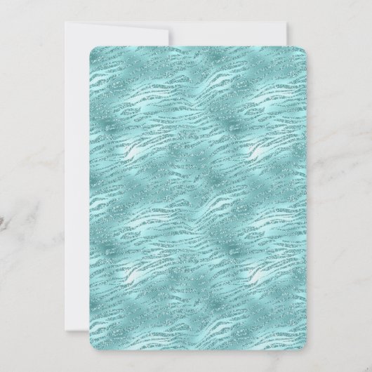 Glitzy Mint Zebra Print Brautparty Einladung (Rückseite)