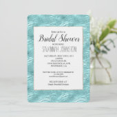 Glitzy Mint Zebra Print Brautparty Einladung (Stehend Vorderseite)