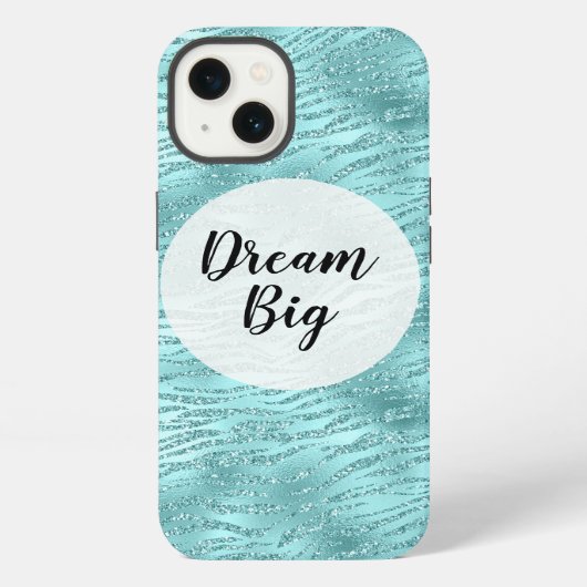 Glitzy Mint Zebra Print iPhone Hülle (Rückseite)