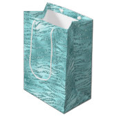 Glitzy Mint Zebra Print Mittlere Geschenktüte (Vorderseite Schrägansicht)