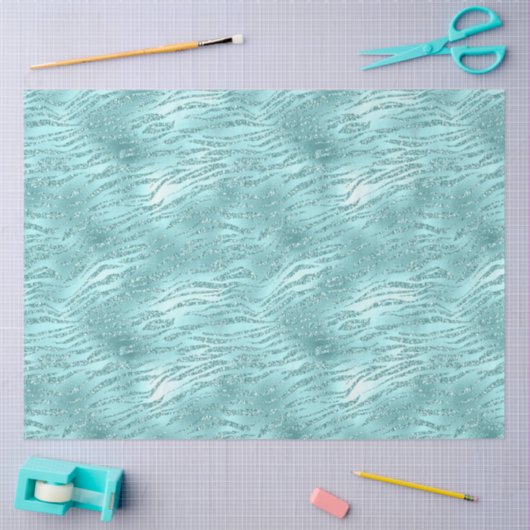 Glitzy Mint Zebra Print Seidenpapier (Basteln)