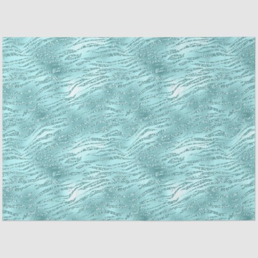 Glitzy Mint Zebra Print Seidenpapier (Vorderseite)