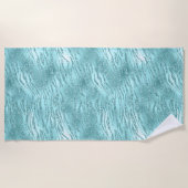 Glitzy Mint Zebra Print Strandtuch (Vorderseite)