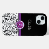 Glitzy Monogram Trendy Kristall Damask Case-Mate iPhone Hülle (Rückseite (Horizontal))
