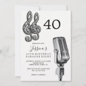 Glitzy Musiknote & Mikrofon Karaoke Geburtstag Einladung (Vorderseite)