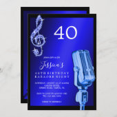 Glitzy Musiknote & Mikrofon Karaoke Geburtstag Einladung (Vorne/Hinten)