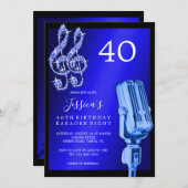 Glitzy Musiknote & Mikrofon Karaoke Geburtstag Einladung (Vorne/Hinten)