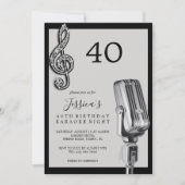 Glitzy Musiknote & Mikrofon Karaoke Geburtstag Einladung (Vorderseite)