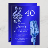 Glitzy Musiknote & Mikrofon Karaoke Geburtstag Einladung (Vorne/Hinten)