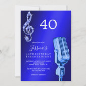 Glitzy Musiknote & Mikrofon Karaoke Geburtstag Einladung (Vorderseite)