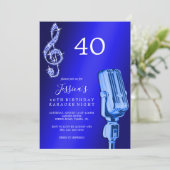 Glitzy Musiknote & Mikrofon Karaoke Geburtstag Einladung (Stehend Vorderseite)