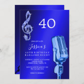 Glitzy Musiknote & Mikrofon Karaoke Geburtstag Einladung (Vorne/Hinten)