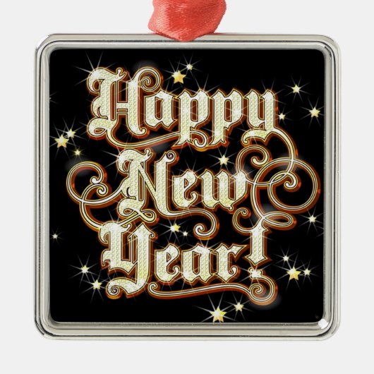 Glitzy neues Jahr Silbernes Ornament (Vorne)