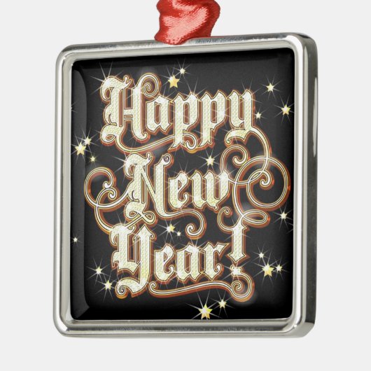 Glitzy neues Jahr Silbernes Ornament (Links)