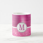 Glitzy Pink Glam Sparkle Monogram Kaffeetasse (Mittel)