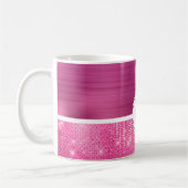 Glitzy Pink Glam Sparkle Monogram Kaffeetasse (Links)