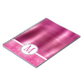Glitzy Pink Glam Sparkle Monogram Notizblock (Linke Seite)