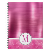 Glitzy Pink Glam Sparkle Monogram Notizblock (Vorderseite)