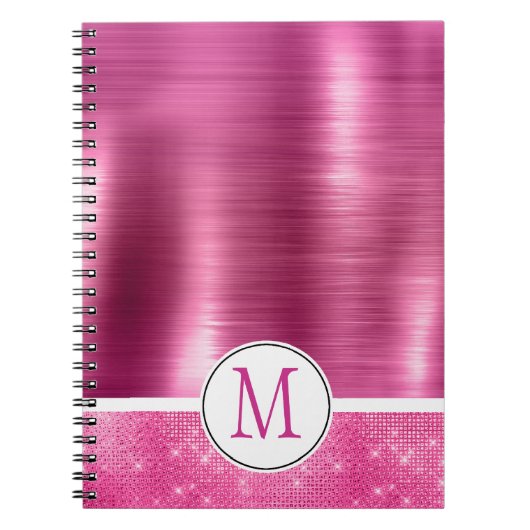 Glitzy Pink Glam Sparkle Monogram Notizblock (Vorderseite)