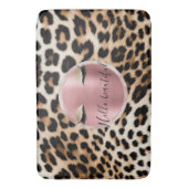 Glitzy Pink Glitzer Gold Eyelashes Leopard Badematte (Vorderseite Vertikal)
