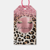 Glitzy Pink Glitzer Gold Eyelashes Leopard Geschenkanhänger (Vorderseite)