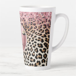 Glitzy Pink Glitzer Gold Eyelashes Leopard Milchtasse