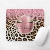 Glitzy Pink Glitzer Gold Eyelashes Leopard Mousepad (Mit Mouse)