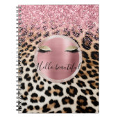 Glitzy Pink Glitzer Gold Eyelashes Leopard Notizblock (Vorderseite)