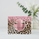 Glitzy Pink Glitzer Gold Eyelashes Leopard Postkarte (Stehend Vorderseite)