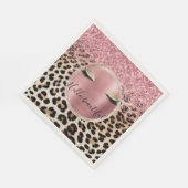 Glitzy Pink Glitzer Gold Eyelashes Leopard Serviette (Ecke)