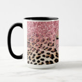 Glitzy Pink Glitzer Gold Eyelashes Leopard Tasse (Links)