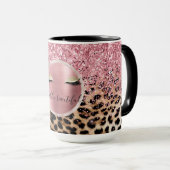 Glitzy Pink Glitzer Gold Eyelashes Leopard Tasse (VorderseiteRechts)