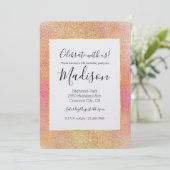 Glitzy Pink Gold Sparkle Einladung (Stehend Vorderseite)