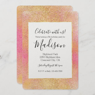 Glitzy Pink Gold Sparkle Einladung
