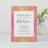 Glitzy Pink Gold Sparkle und Shine Birthday Einladung (Stehend Vorderseite)