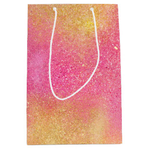 Glitzy Pink Gold Sparkle und Shine Mittlere Geschenktüte